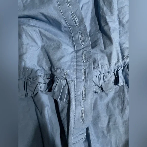 Blue Button-Up Ruffle Jumpsuit - Picture 9 of 9